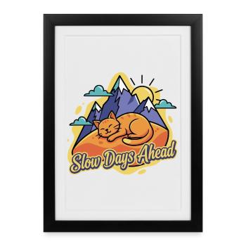 Chat endormi sur Bergen - Affiche encadrée (27 × 37 cm) - noir - Devant