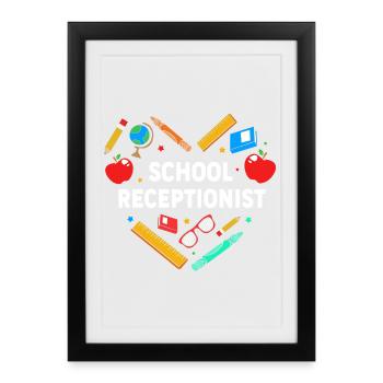 Receptionist Receptionist School - Framed poster (27 × 37 cm) - black - Front