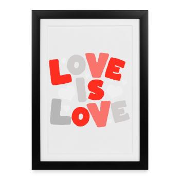 L’amour est l’amour – Faute colorée avec des cœurs - Affiche encadrée (27 × 37 cm) - noir - Devant