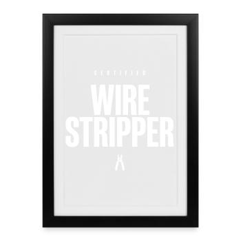 Certified Wire Stripper Funny Electrician Humor - Framed poster (27 × 37 cm) - black - Front