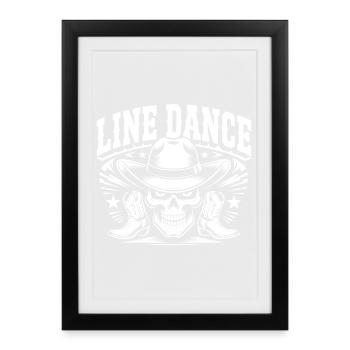 Line Dance Skull Cowboy - Framed poster (27 × 37 cm) - black - Front