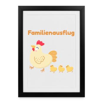Sortie en famille – Famille de poulets mignons - Affiche encadrée (27 × 37 cm) - noir - Devant