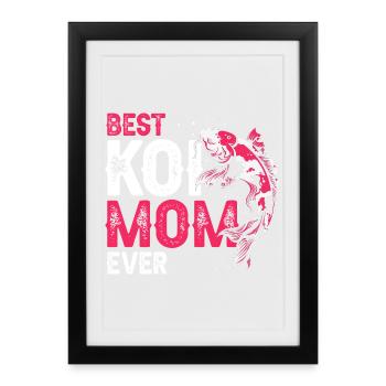 Meilleure maman de carpes koi de tous les temps Humour fier de l’étang - Affiche encadrée (27 × 37 cm) - noir - Devant