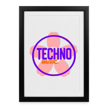 Techno Circle Neon Logo - Framed poster (27 × 37 cm) - black - Front