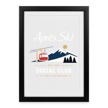 Après Ski Vintage Rétro Cadeau des années 90 - Affiche encadrée (27 × 37 cm) - noir - Devant