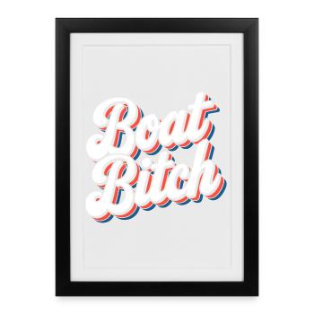 Typographie Funny Retro Boat Life - Affiche encadrée (27 × 37 cm) - noir - Devant