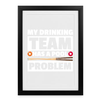 My drinking team funny billiards billiards player - Framed poster (27 × 37 cm) - black - Front