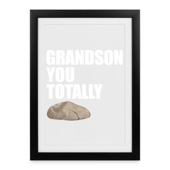 Grandson You Totally Rock Funny Pun Typography - Framed poster (27 × 37 cm) - black - Front