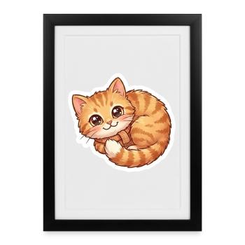 Cozy Orange Cat Snug Scarf - Framed poster (27 × 37 cm) - black - Front