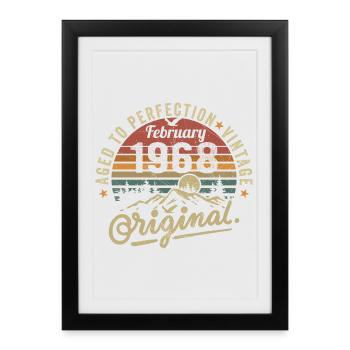 Février 1968 - février 1968 Anniversaire février 1968 - Affiche encadrée (27 × 37 cm) - noir - Devant