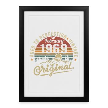 Février 1969 - Février 1969 Anniversaire février 1969 - Affiche encadrée (27 × 37 cm) - noir - Devant