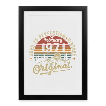 Février 1971 - Février 1971 Anniversaire février 1971 - Affiche encadrée (27 × 37 cm) - noir - Devant