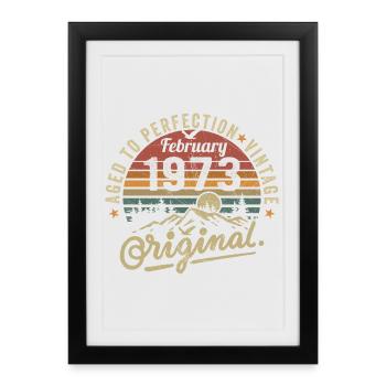 Février 1973 - Février 1973 Anniversaire Février 1973 - Affiche encadrée (27 × 37 cm) - noir - Devant