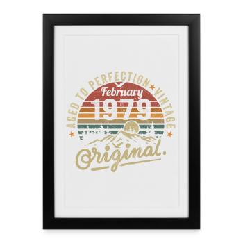 Février 1979 - Février 1979 Anniversaire Février 1979 - Affiche encadrée (27 × 37 cm) - noir - Devant