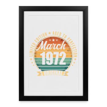 Vintage 1972 March 1972 - Framed poster (27 × 37 cm) - black - Front
