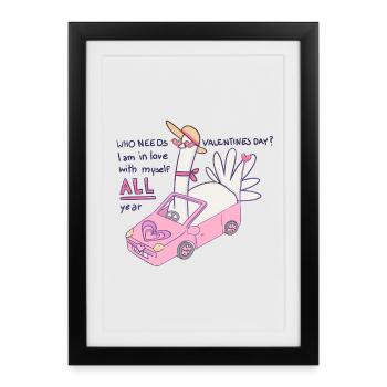 Qui a besoin de la Saint-Valentin ? - Affiche encadrée (27 × 37 cm) - noir - Devant