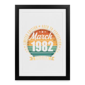 Mars 1982 Édition Limitée Retro Mars 1982 - Affiche encadrée (27 × 37 cm) - noir - Devant