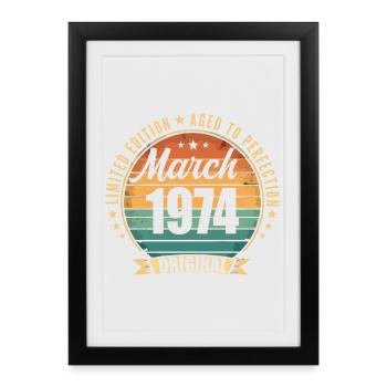 Mars 1974 Édition Limitée Retro Mars 1974 - Affiche encadrée (27 × 37 cm) - noir - Devant