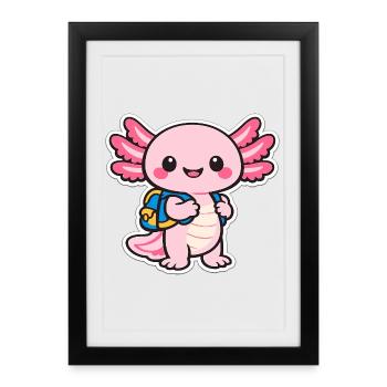 Cuddly axolotl - Framed poster (27 × 37 cm) - black - Front
