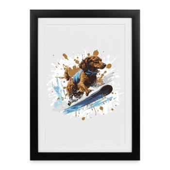 Teckel Teckel Teckel Snowboard - Affiche encadrée (27 × 37 cm) - noir - Devant