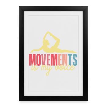 Yoga Mouvements est ma voix Yoga drôle - Affiche encadrée (27 × 37 cm) - noir - Devant