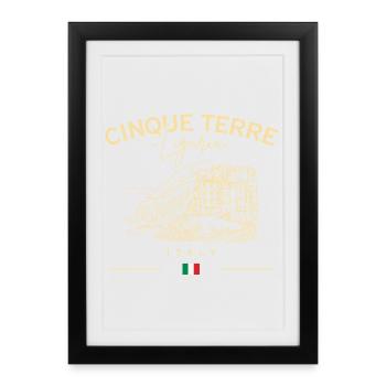 Sketch côtier des Cinque Terre - Affiche encadrée (27 × 37 cm) - noir - Devant