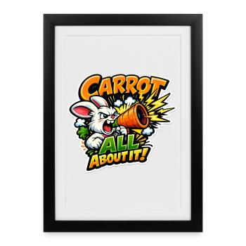 Lapin Mégaphone Carotte – Style Comic - Affiche encadrée (27 × 37 cm) - noir - Devant
