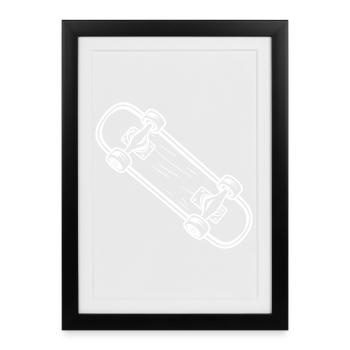 Skateboard Cartoon Look - Affiche encadrée (27 × 37 cm) - noir - Devant