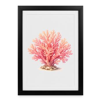 Illustration de corail rose - Affiche encadrée (27 × 37 cm) - noir - Devant