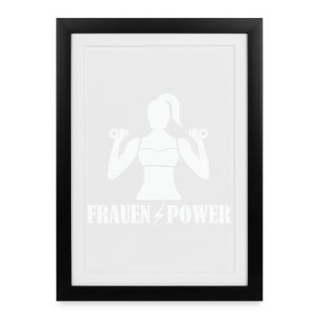 Frauen Power Kraft beim Gewichtheben - Gerahmtes Poster (27 × 37 cm) - Schwarz - Vorne