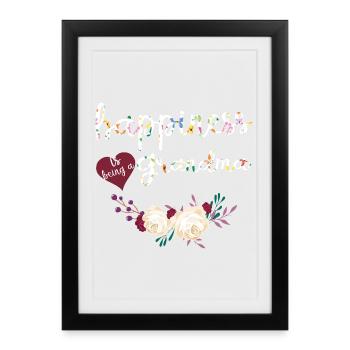 Le bonheur, c’est être la chemise fleurie de grand-mère - Affiche encadrée (27 × 37 cm) - noir - Devant