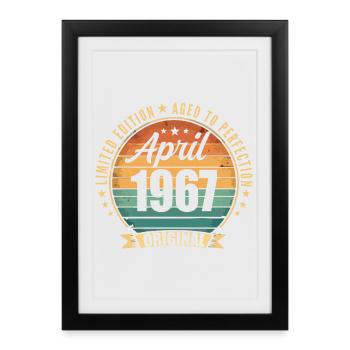 Cadeau d’anniversaire rétro vintage de Avril 1967 - Affiche encadrée (27 × 37 cm) - noir - Devant