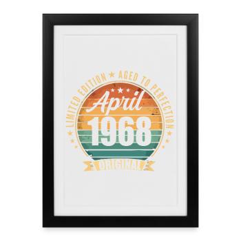 Cadeau d’anniversaire rétro vintage de Avril 1968 - Affiche encadrée (27 × 37 cm) - noir - Devant