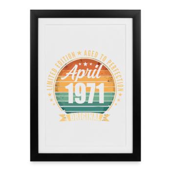 Vintage retro birthday gift from April 1971 - Framed poster (27 × 37 cm) - black - Front