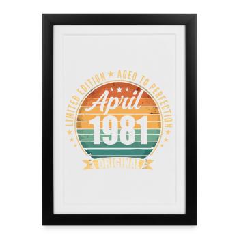 Vintage retro birthday gift from April 1981 - Framed poster (27 × 37 cm) - black - Front