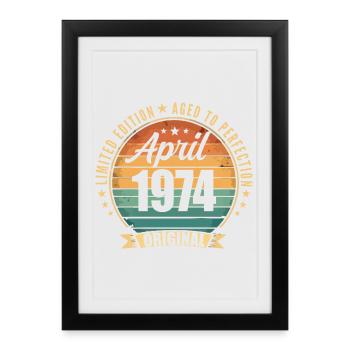 Vintage Retro Birthday Gift from April 1974 - Framed poster (27 × 37 cm) - black - Front