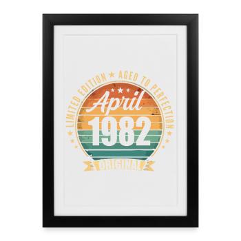 Vintage Retro Birthday Gift from April 1982 - Framed poster (27 × 37 cm) - black - Front