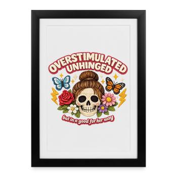 Overstimulated Skull with Flowers Patch - Framed poster (27 × 37 cm) - black - Front