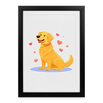 Cute Golden Retriever (comic) - Framed poster (27 × 37 cm) - black - Front