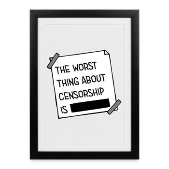 The Worst Thing About Censorship Is Funny Irony - Framed poster (27 × 37 cm) - black - Front