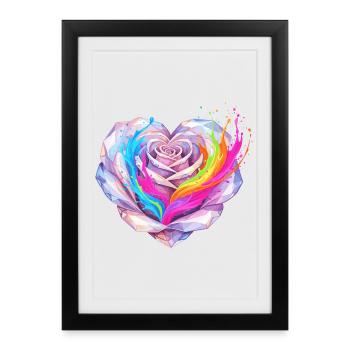 Fusion arc-en-ciel Cœur de Cristal - Affiche encadrée (27 × 37 cm) - noir - Devant