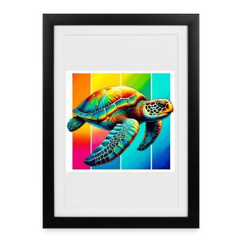 tortue - Affiche encadrée (27 × 37 cm) - noir - Devant