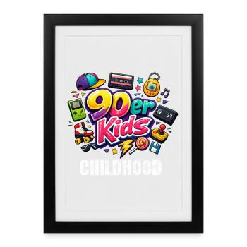 Enfants de l’enfance des années 90 - Affiche encadrée (27 × 37 cm) - noir - Devant