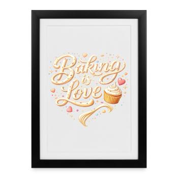 Baking is Love Baking Saying Design - Framed poster (27 × 37 cm) - black - Front