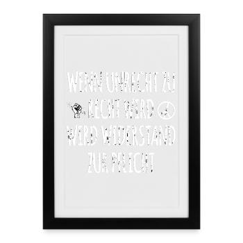 Frieden Freiheit Spruch - Gerahmtes Poster (27 × 37 cm) - Schwarz - Vorne
