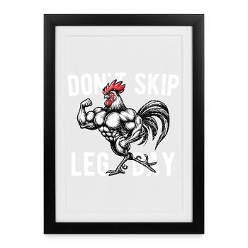 Ne saute pas la journée des jambes : bodybuilding drôle à la salle de sport - Affiche encadrée (27 × 37 cm) - noir - Devant