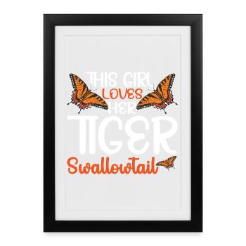 Tigre Queue d’hirondelle Amateur Papillon Insecte Tigre - Affiche encadrée (27 × 37 cm) - noir - Devant