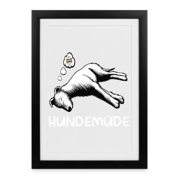 Hundemüde Irischer Wolfshund Wolfshundbesitzer - Gerahmtes Poster (27 × 37 cm) - Schwarz - Vorne