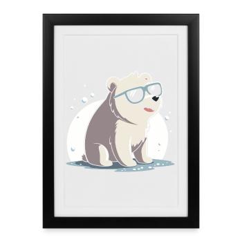 Chic polar bear in glasses - Framed poster (27 × 37 cm) - black - Front