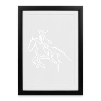 Dessin de fille d’équitation - Affiche encadrée (27 × 37 cm) - noir - Devant